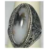 STERLING SILVER SIZE 8.5 GEMSTONE RING 7GRS