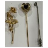 VINTAGE PINS FLOWER AND HEART