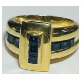 18KT GOLD SIZE 9 SAPPHIRE RING 13.90GRS