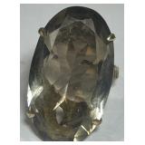 14KT GOLD SIZE 7.50 SMOKEY QUARTZ RING 10GRS