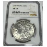 1921 MORGAN SILVER DOLLAR MS62