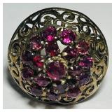 8KT GOLD SIZE 7 GEMSTONE RING 4.60GRS