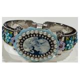 VINTAGE JENNIE B RHINESTONE PEARL WATCH
