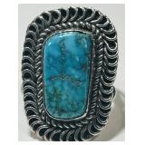 STERLING SILVER SIZE 7 TURQOUISE RING 8.90GRS