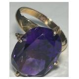 14KT GOLD SIZE 8 AMETHYST RING 4.60GRS