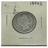 1894-S BARBER SILVER QUARTER