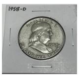 1958-D FRANKLIN SILVER HALF DOLLAR
