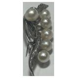 STERLING SILVER PEARL BROCH 5.90GRS