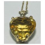14KT GOLD CITRINE PENDANT WITH CHAIN 2.40GRS