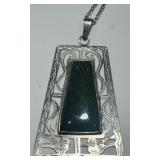 STERLING SILVER GEMSTONE PENDANT WITH CHAIN 15.20G