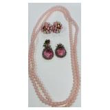 LOT OF PINK COSTUME JEWELRY