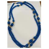VINTAGE BLUE BEADED NECKLACE