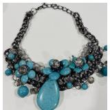 H- TURQUOISE FLORAL STATEMENT NECKLACE