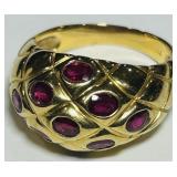 18KT GOLD SIZE 8 RUBY RING 7.50GRS