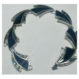 STERLING SILVER ONYX &ABELONE 7INCH BRAC. 14.2GRS