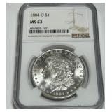 1884-O MORGAN SILVER DOLLAR MS63