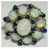 10KT GOLD SIZE 7 OPAL& SAPPHIRE RING 7.10GRS