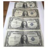 4 PCS 1 DOLLAR SILVER CERTIFICATE