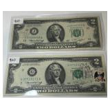 2 CRISP UNCIRCULATED 2 DOLLARS
