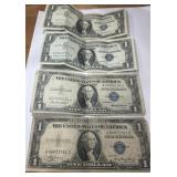 4 PCS 1 DOLLAR SILVER CERTIFICATE
