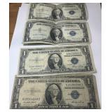 4 PCS 1 DOLLAR SILVER CERTIFICATE