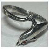 STERLING SILVER SIZE 9.50 DOLPHIN RING 2.10GRS