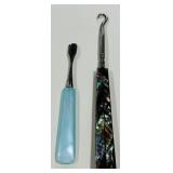 VINTAGE ABALONE BUTTON HOOK