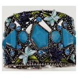 H- VINTAGE WIDE FLORAL  BANGLE BRACELET