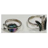 VINTAGE ABALONE SILVER RINGS