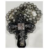 H- VINTAGE PEARL /CROSS BRACELET