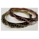H- PAIR OF BRAIDED CHAIN COPPER BANGLES