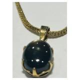 14KT GOLD BLACK SAPPHIRE WITH 18INCH CHAIN 10GRS