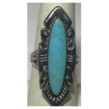 STERLING SILVER SIZE 8 TURQOUISE RING 9.60GRS
