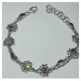 STERLING SILVER 7.5INCH GEMSTONE BRAC.13.50GRS