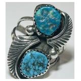 STERLING SILVER SIZE 8.5 TURQUOISE RING 5.20GRS