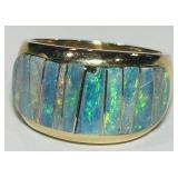 14KT GOLD SIZE 10 INLAY OPAL RING 13.10GRS