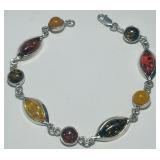 STERLING SILVER7INCH AMBER BRACELET 9.50GRS
