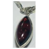 STERLING SILVER CORAL PENDANT WITH CHAIN 15.90GRS
