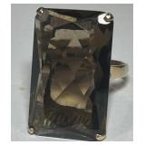 14KT GOLD SIZE7 SMOKEY QUARTZ RING 9.70GRS