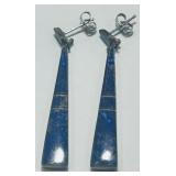 STERLING SILVER LAPIS EARRINGS 6.80GRS