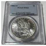 1883-O MORGAN SILVER DOLLAR MS63
