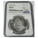 1879 MORGAN SILVER DOLLAR MS62