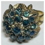 18KT GOLD SIZE 7 GEMSTONE RING 6.90GRS