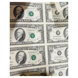 16 PIECES  10DOLLAR UNCUT SHEET