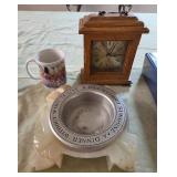 J2 - MANTLE CLOCK, WILTOM WINE BOTTLE COASTER