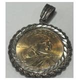 STERLING SILVER FRAME WITH COIN 12.20GRS