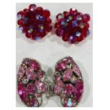 VINTAGE RHINESTONES PINK EARRINGS