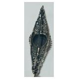 STERLING SILVER ONYX BROCH 6.00GRS