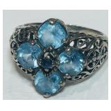 STERLING SILVER SIZE 6 TOPAZ RING 3.70GRS