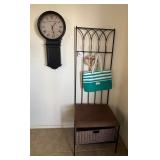 J2 - WALL CLOCK, ENTRY COAT STAND W/ SEAT (K2)